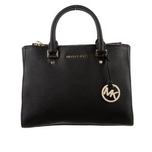 Mk Saffiano Large Leather Satchel Color: Black